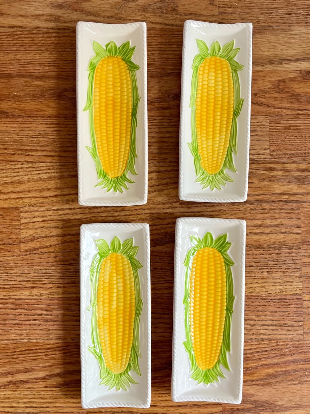 Vintage Knobler Ceramic Corn on the Cob Dishes (Set of 4)